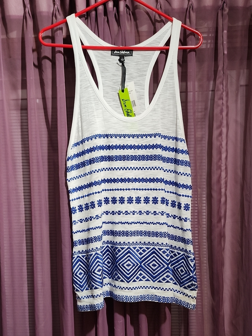 Sam Edelman Embroidered Racerback Tank Top L - Picture 2 of 6